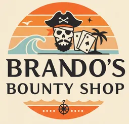 Brando's Bounty Shop logo — a pirate skull with playing cards and a treasure chest